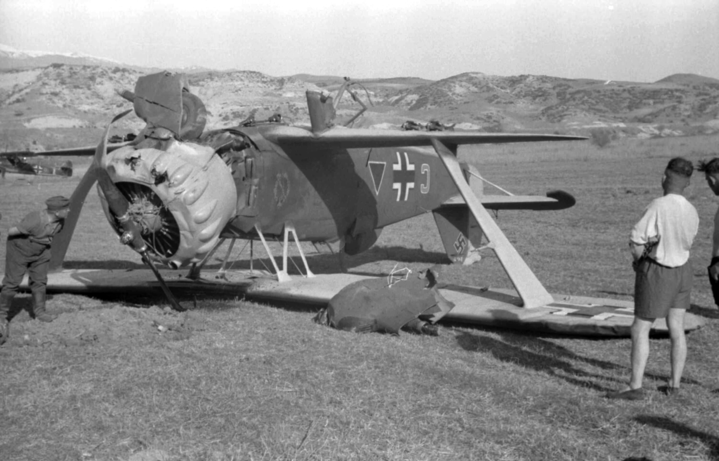 Henschel Hs 123 10.LG2 aircraft ground looped nr Greek Bulgarian border Apr 1941 NIOD