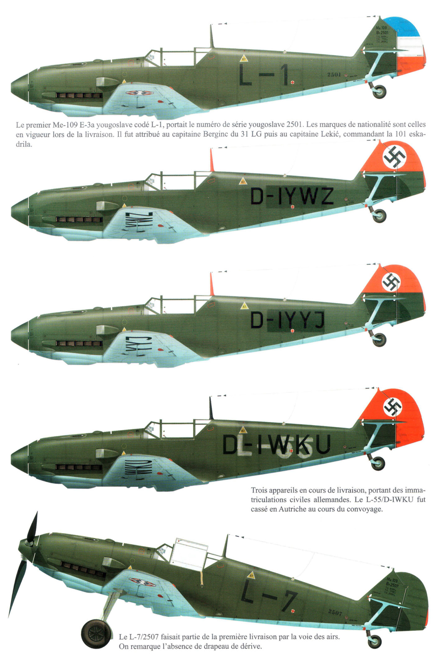 Aircraft Profiles of VVKJ 6 Fliegerregiment Messerschmitt Bf 109E3s Yugoslavia 1939 41 by Avions HS26 P099