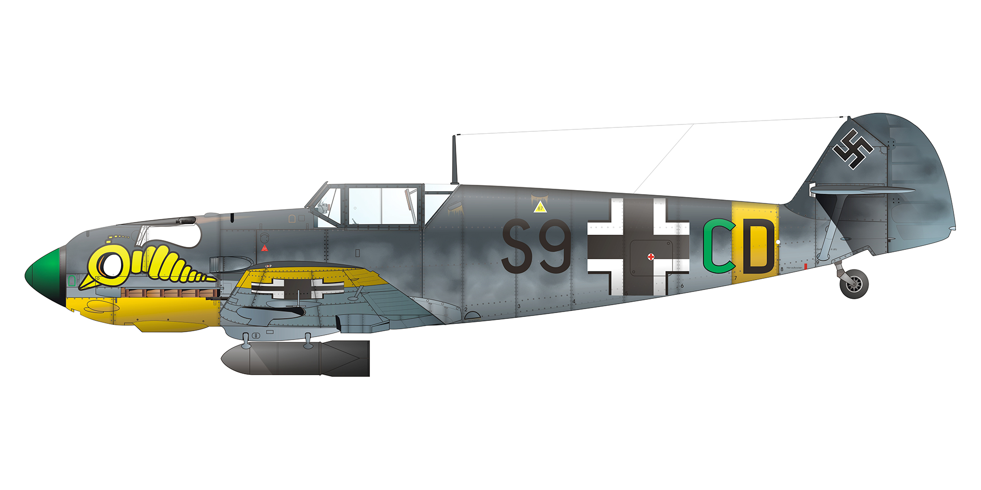 Messerschmitt Bf 109E7B Stab III.ZG1 S9+CD Russia 1942 0B