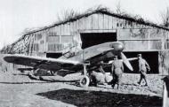 Asisbiz Channel front Messerschmitt Bf 109F outside its well camouflaged hangar 1941 01
