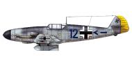 Asisbiz Messerschmitt Bf 109F4B 10.JG2(Jabo) Blue 12 Franz Langhammer WNr 13005 France 1942 0A