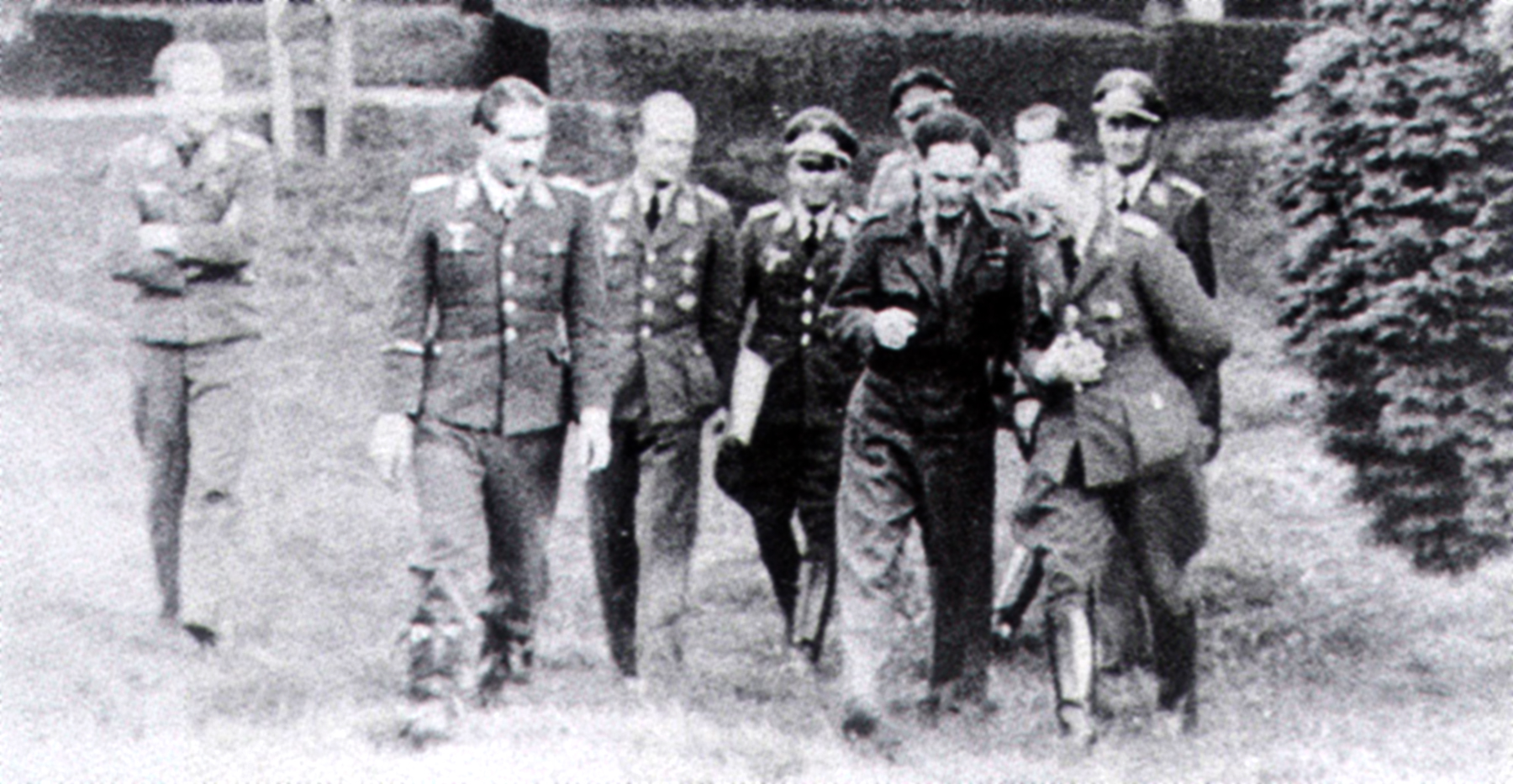 Aircrew Luftwaffe ace Adolf Galland with captured RAF ace Douglas Bader Aug 9 1941 01