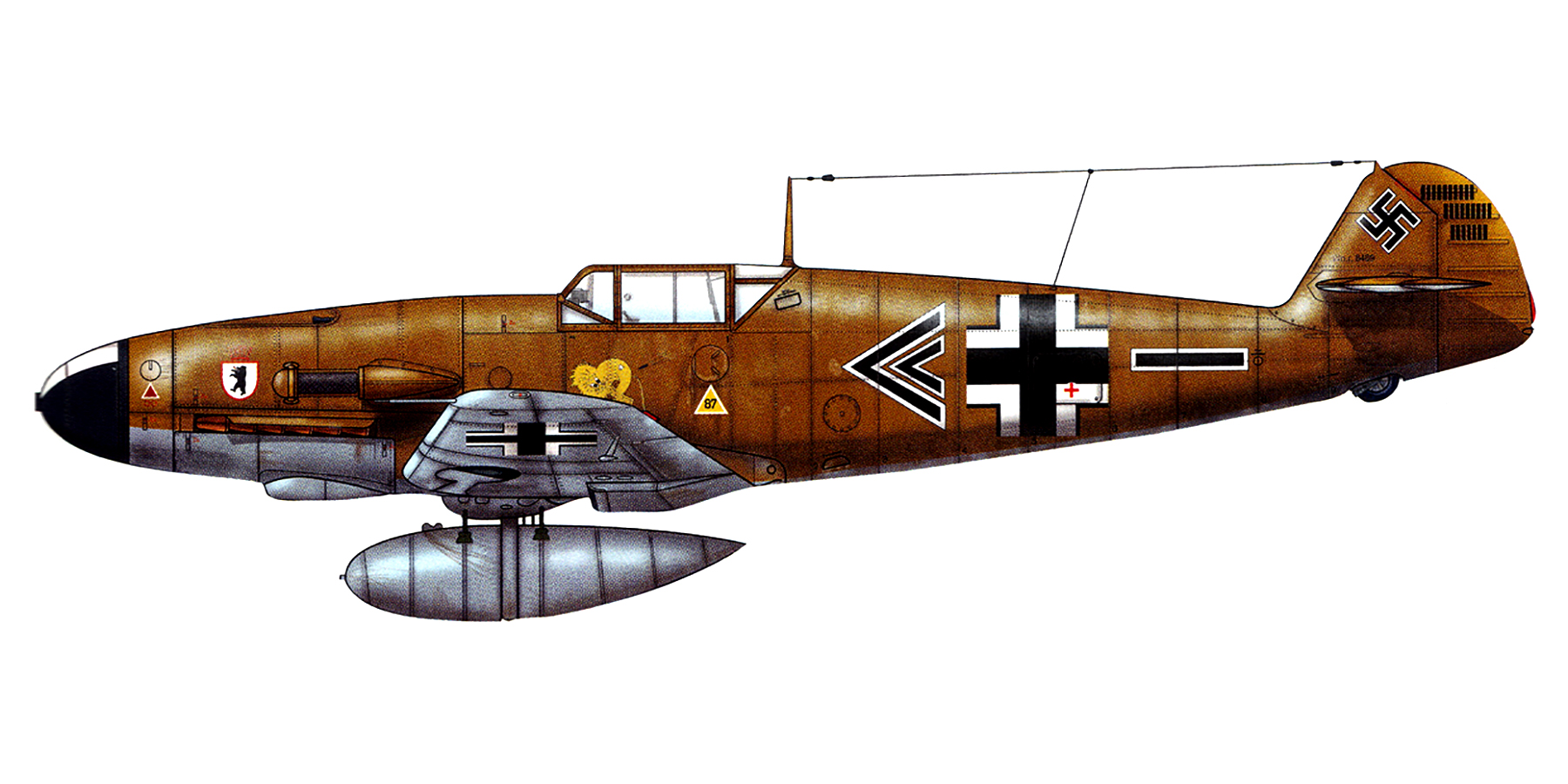 Messerschmitt Bf 109F4Trop Stab II.JG27 Wolfgang Lippert Libya 1941 0A