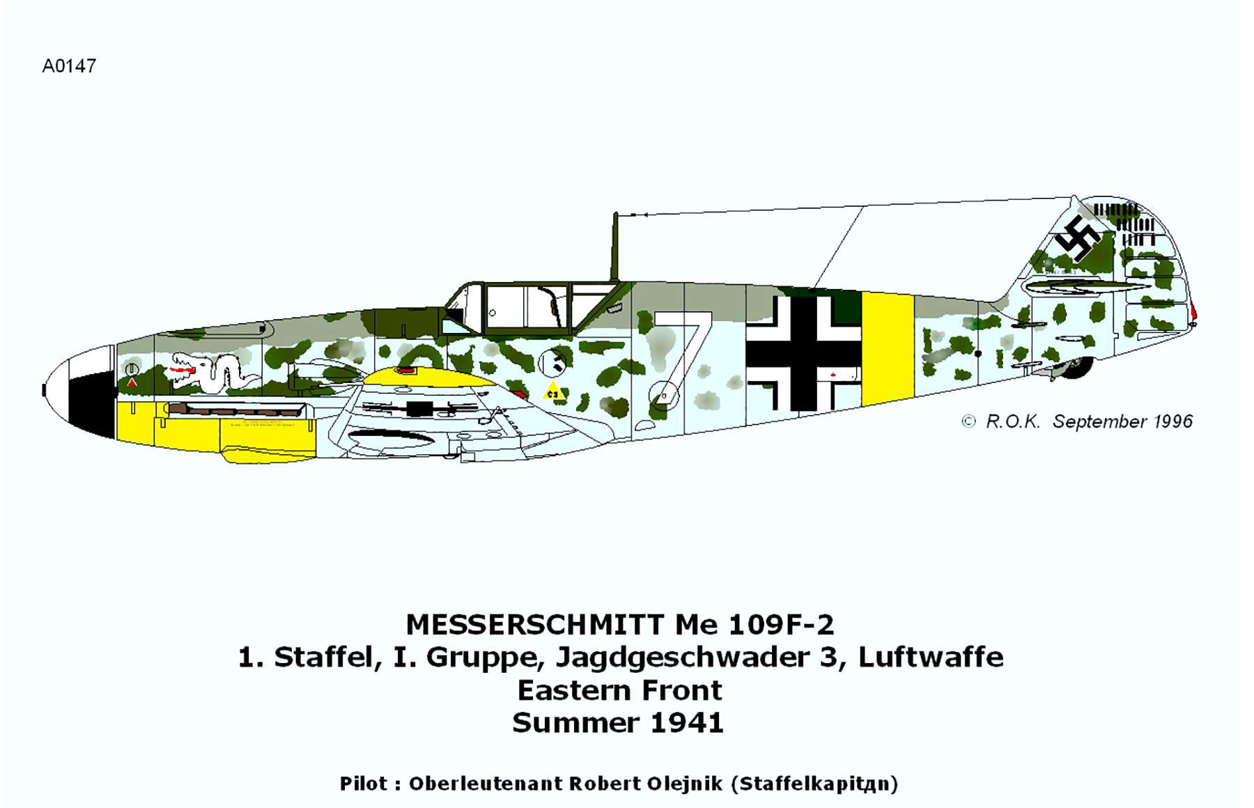 Messerschmitt Bf 109F2 1.JG3 White 7 Robert Olejnik Russia 1941 0A