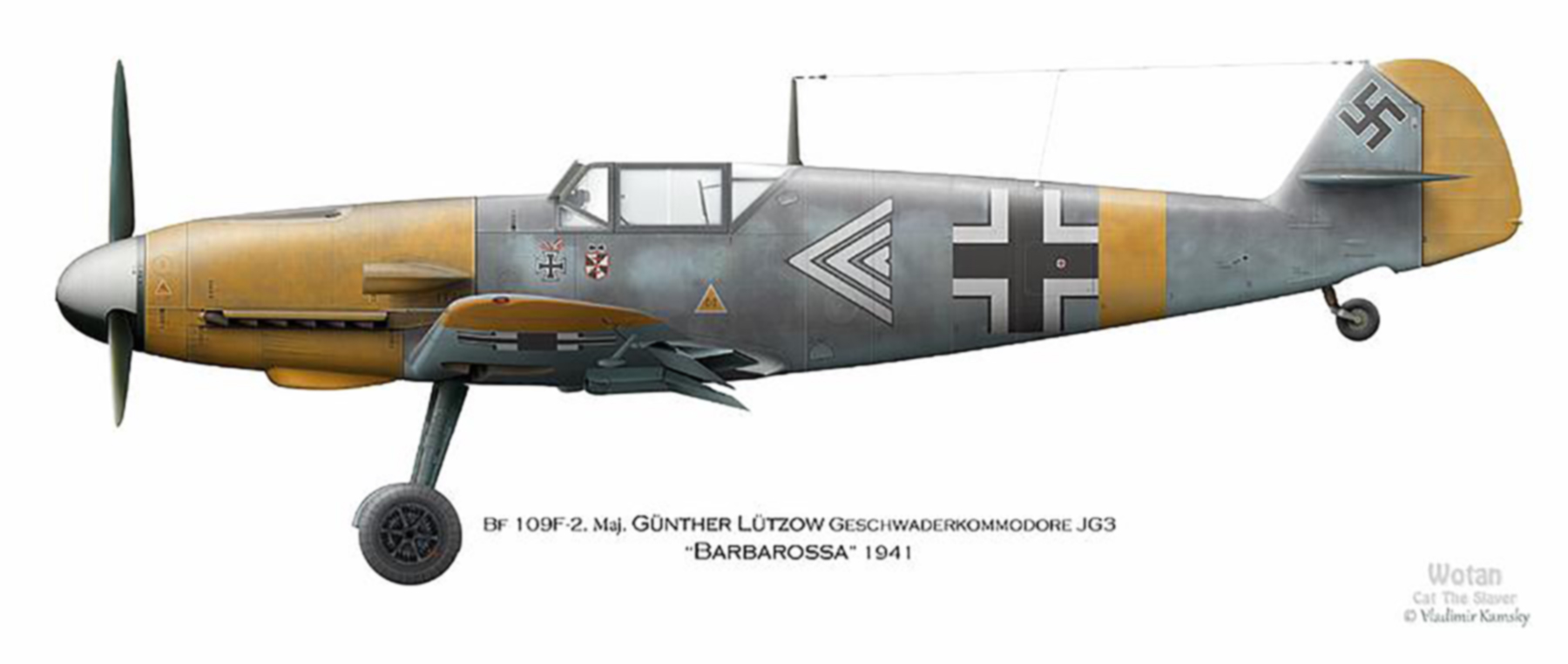 Messerschmitt Bf 109F2 Stab JG3 Gunther Lutzow Russia 1941 by Vladimir Kamsky 0A