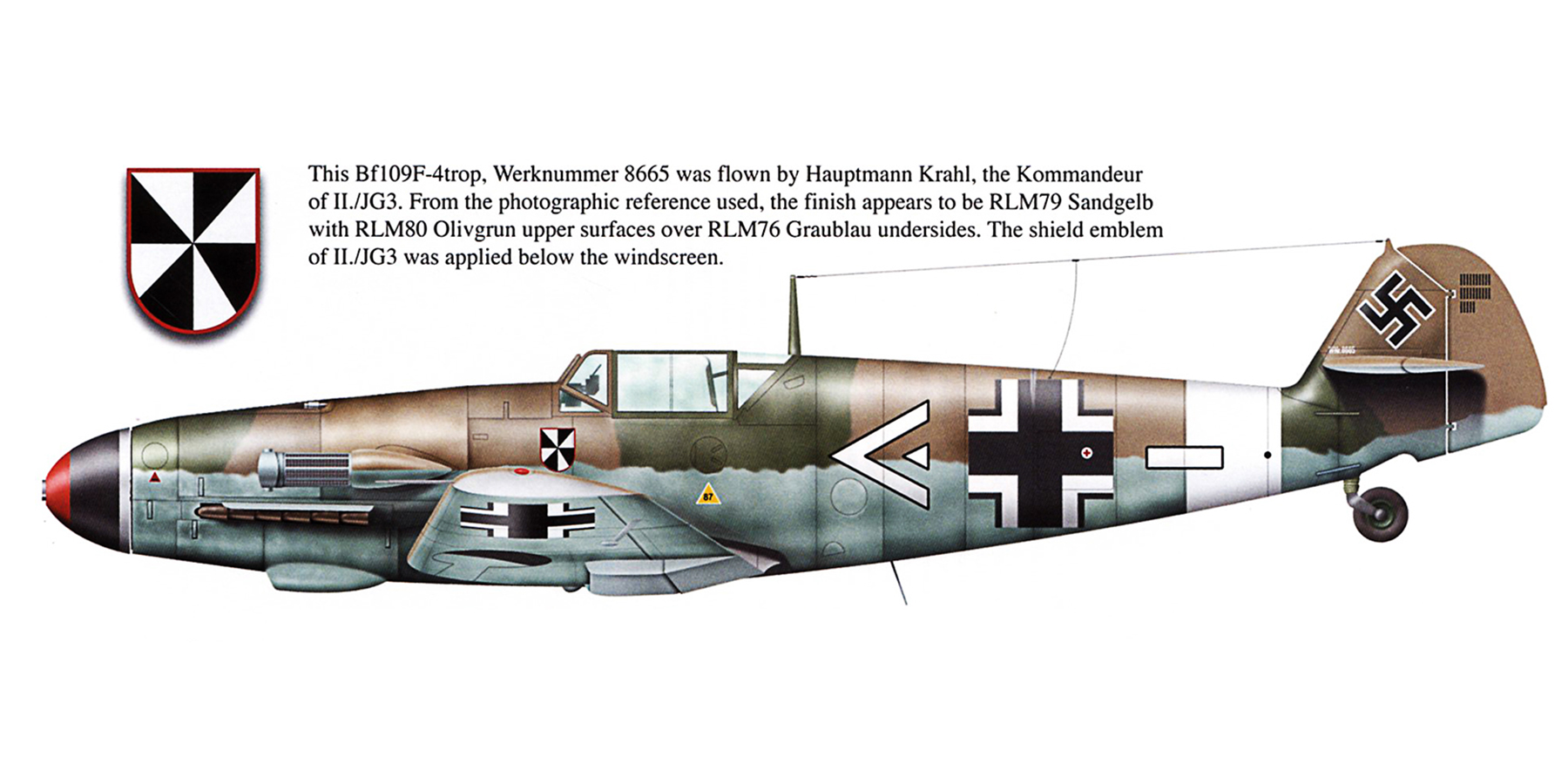 Messerschmitt Bf 109F4Trop Stab II.JG3 Karl Heinz Krahl WNr 8665 Sicily Mar 1942 0A