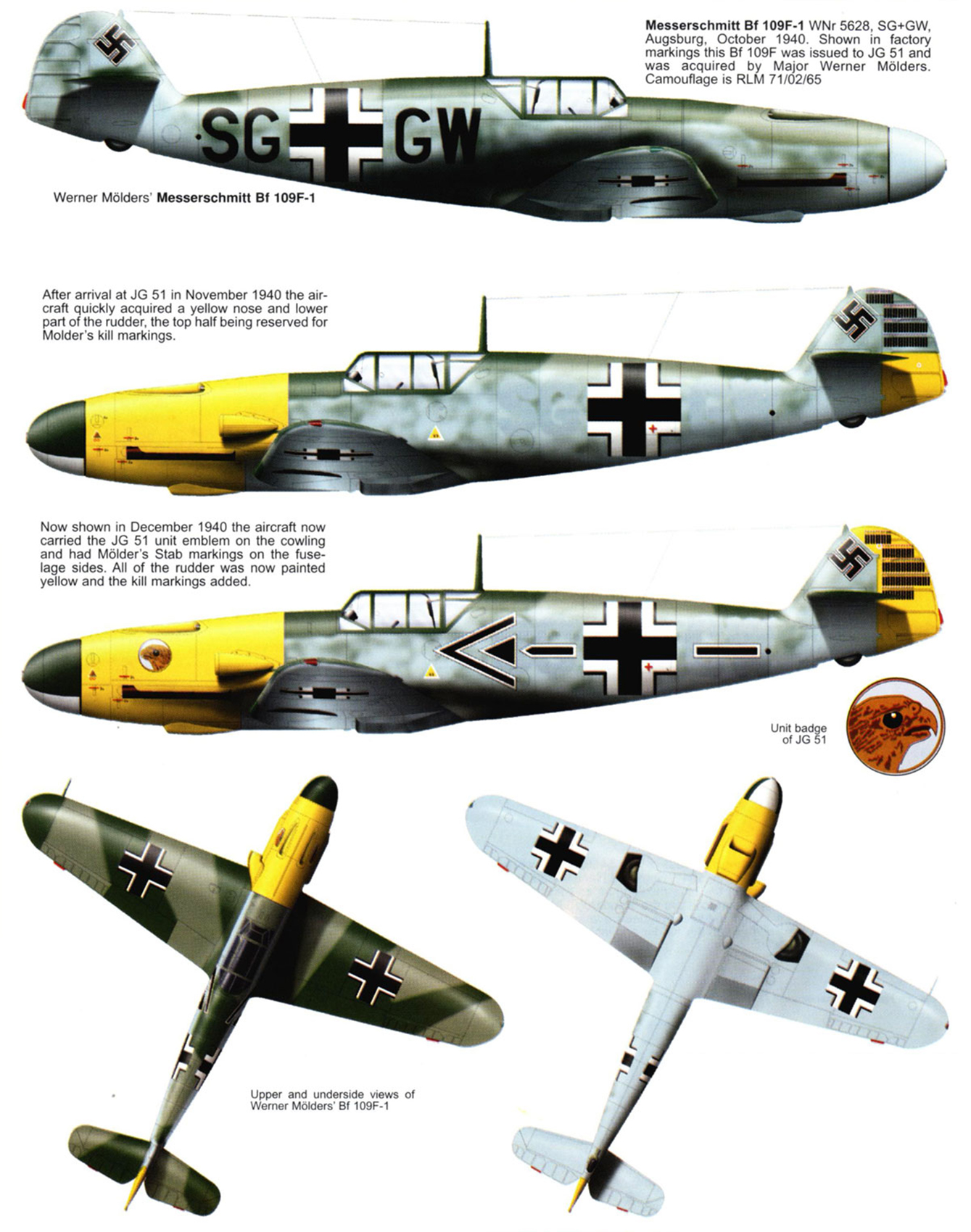 Messerschmitt Bf 109F JG51 Stkz SG+GW Werner Molders WNr 5628 France 1941 0A