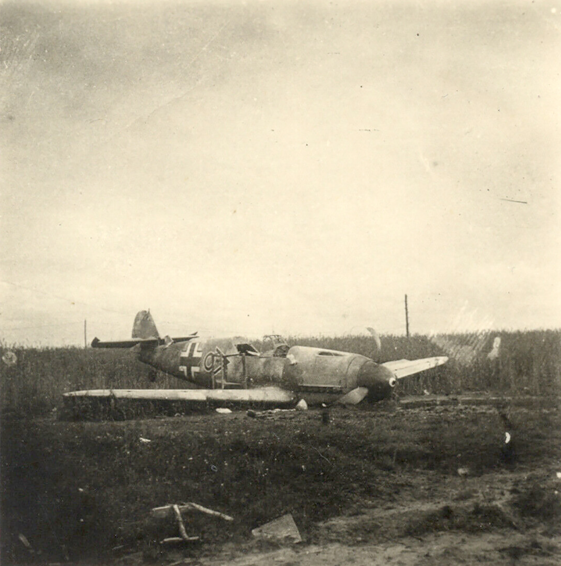 Messerschmitt Bf 109F4 Gruppenstabsschwarm I.JG51 belly landed 1941 ebay2