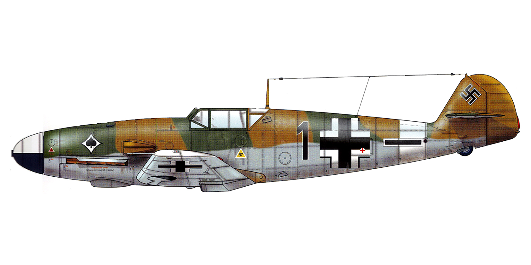 Messerschmitt Bf 109F4 5.JG53 Black 1 dash Kurt Brandle Sicily 1942 0A