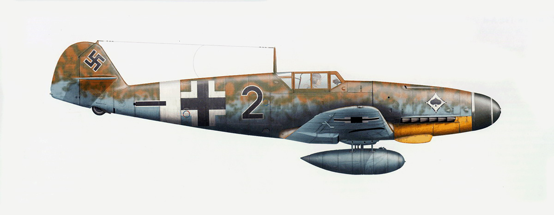Messerschmitt Bf 109G2 5.JG53 (B2+ ) Herbert Rollwage Sicily 1942 0A