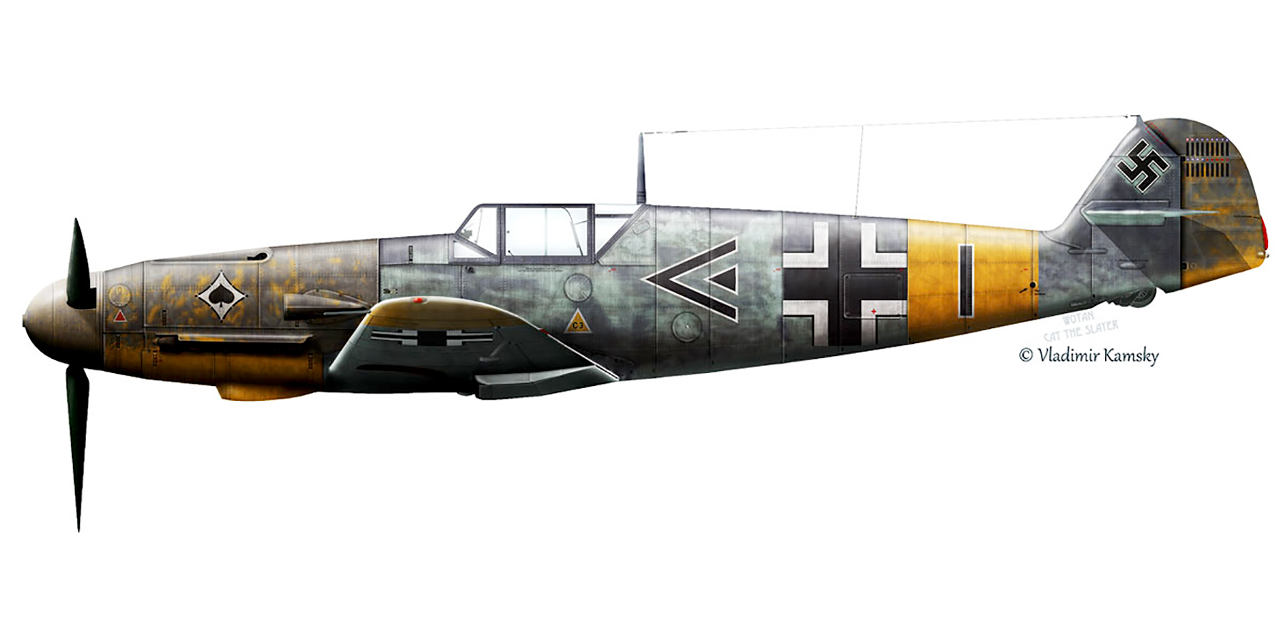 Messerschmitt Bf 109F2 Stab III.JG53 Gruppenkommandeur Wolf Dietrich Wilcke Mannheim Sandhofen Mar 1941 0B