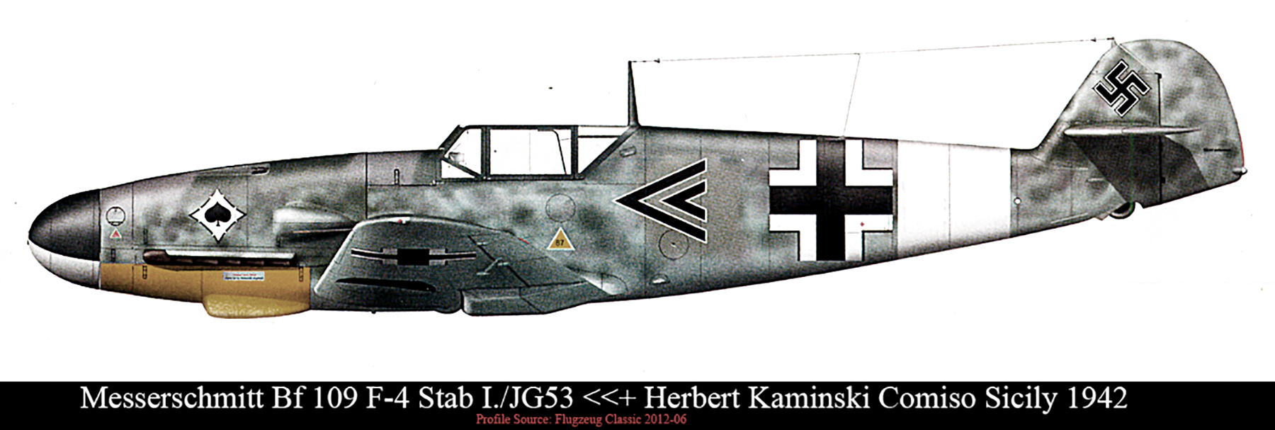 Messerschmitt Bf 109F4 Stab I.JG53 Herbert Kaminski Comiso Sicily 1942 0B