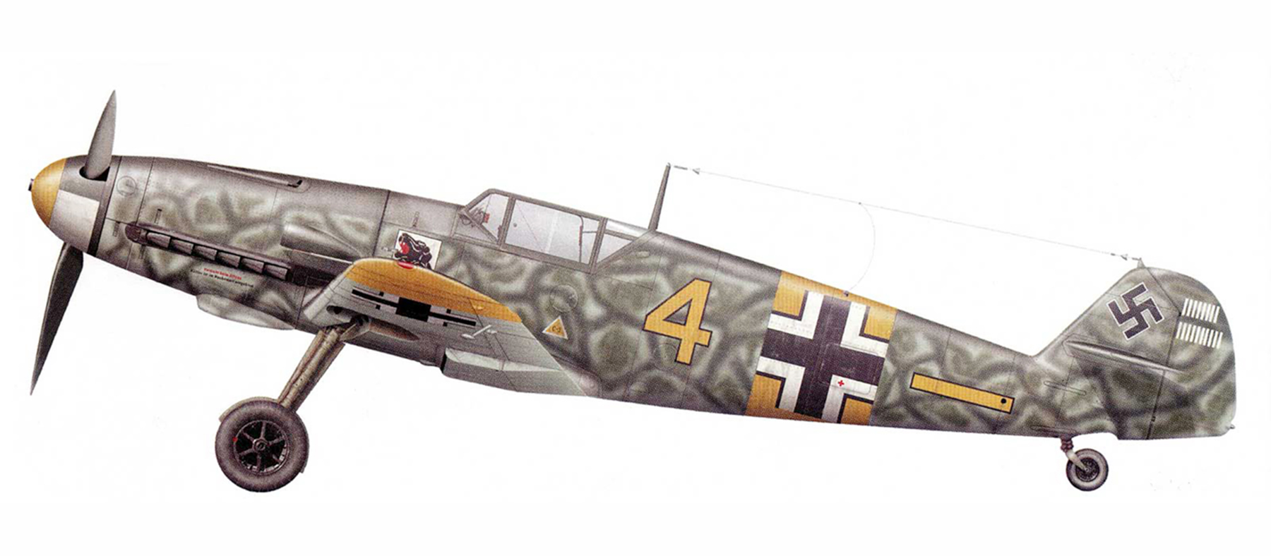 Messerschmitt Bf 109F2 6.JG54 Yellow 4 Hans Beisswenger Russia Jul 1941 0A