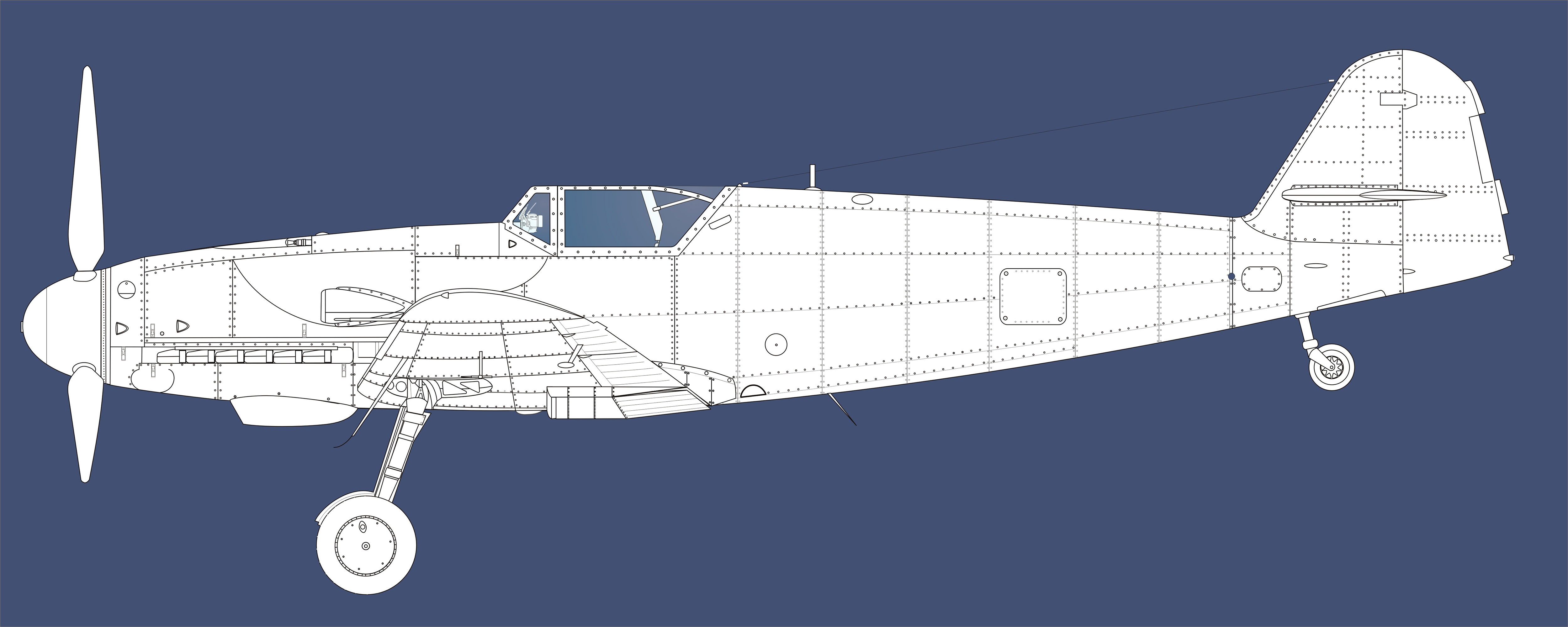 Artwork Messerschmitt Line drawing Bf 109G10 Large Blue print 01