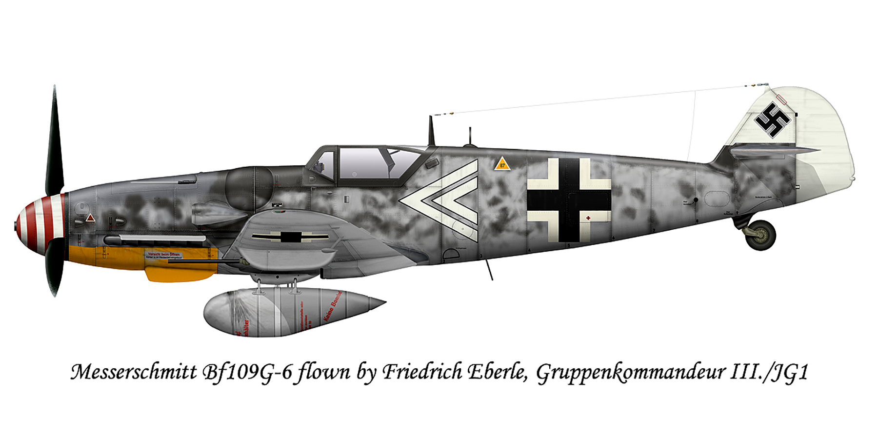 Messerschmitt Bf 109G6R3R6 Erla Stab JG1 Friedrich Eberle Germany 1944 0A