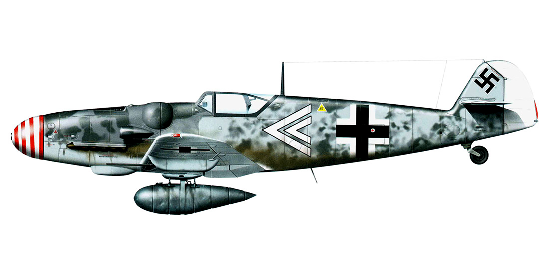 Messerschmitt Bf 109G6R3R6 Erla Stab JG1 Friedrich Eberle Germany 1944 0B