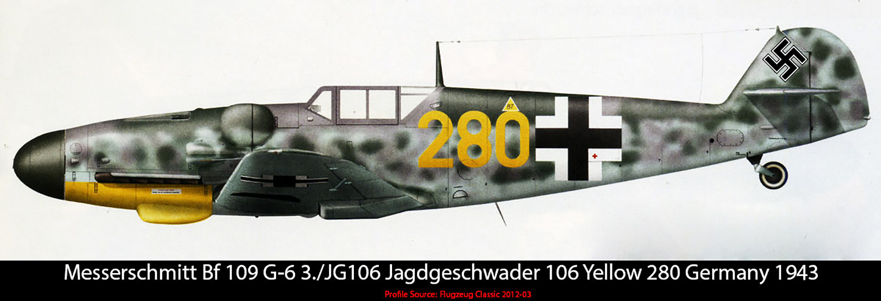 Messerschmitt Bf 109G6 3.JG106 Yellow 280 Germany 1943 0B