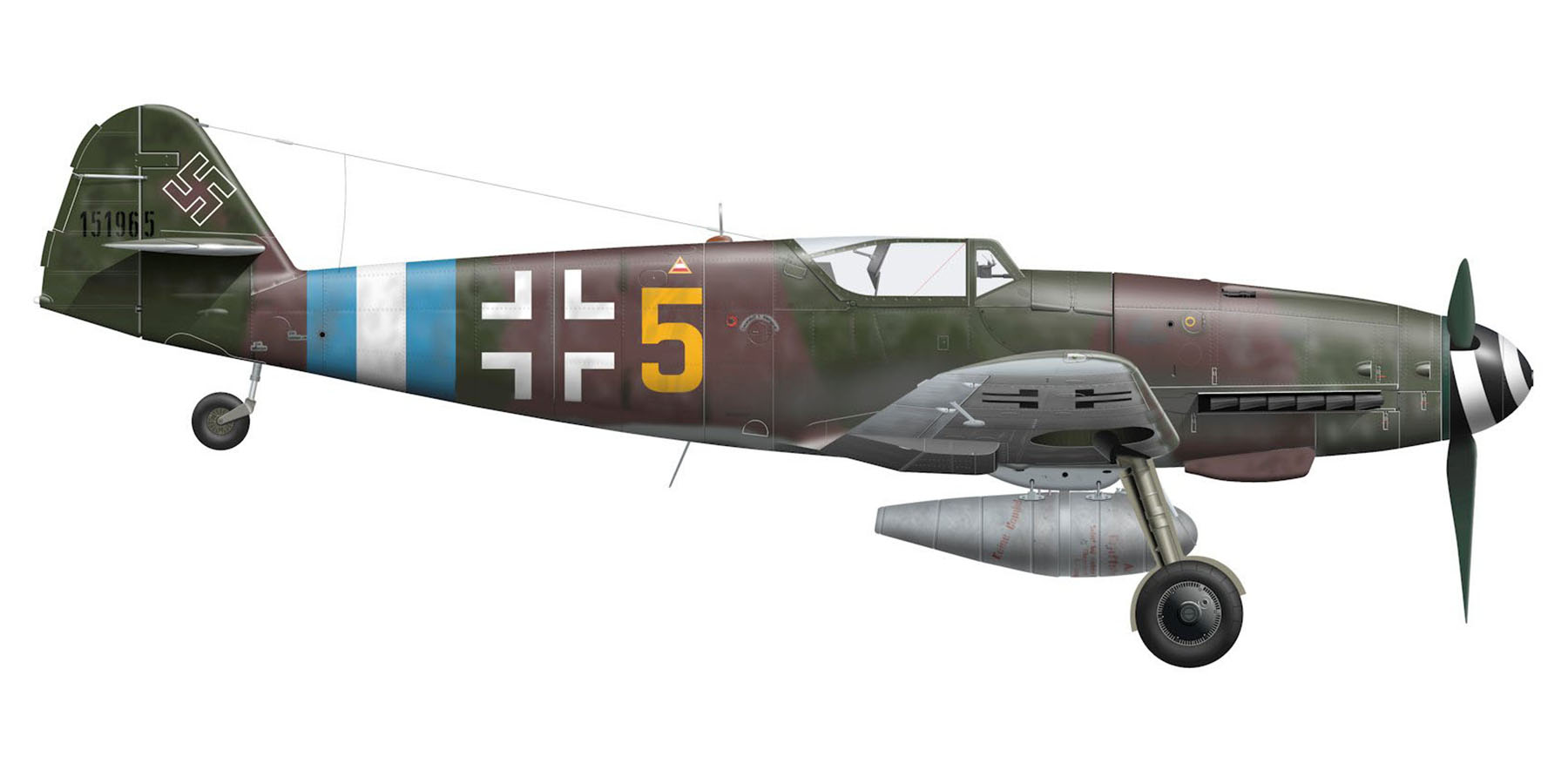 Messerschmitt Bf 109G10R3 Erla 3.JG300 Yellow 5 WNr 151965 Prague Kbely Czechoslovakia May 1945 0B