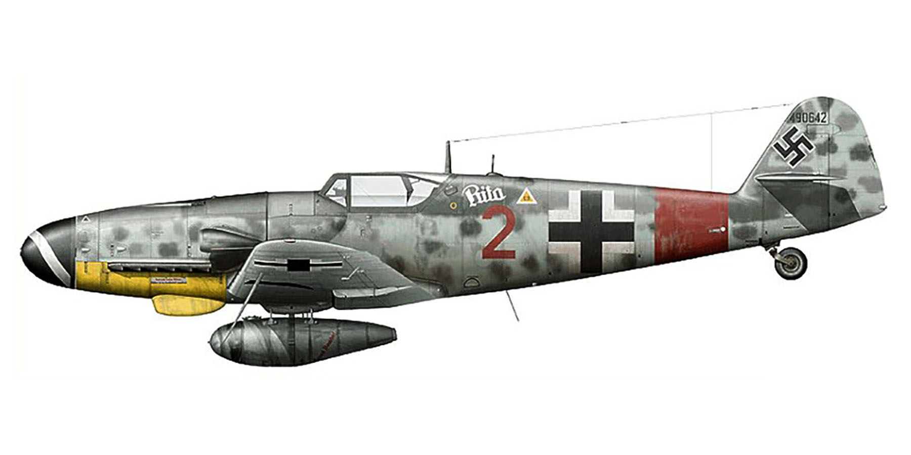 Messerschmitt Bf 109G6R3 2.JG300 Red 2 Rita WNr 490642 Eberhard Gzik Brandenburg Dec 1944 0B