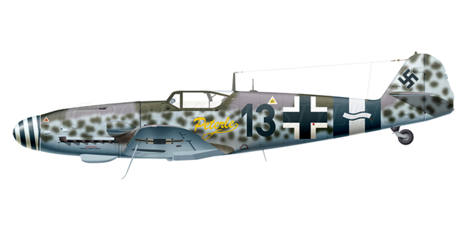 Messerschmitt Bf 109G14AS Erla 14.JG4 Black 13 Ernst Scheufele Reinersdorf Germany Oct 1944 0B