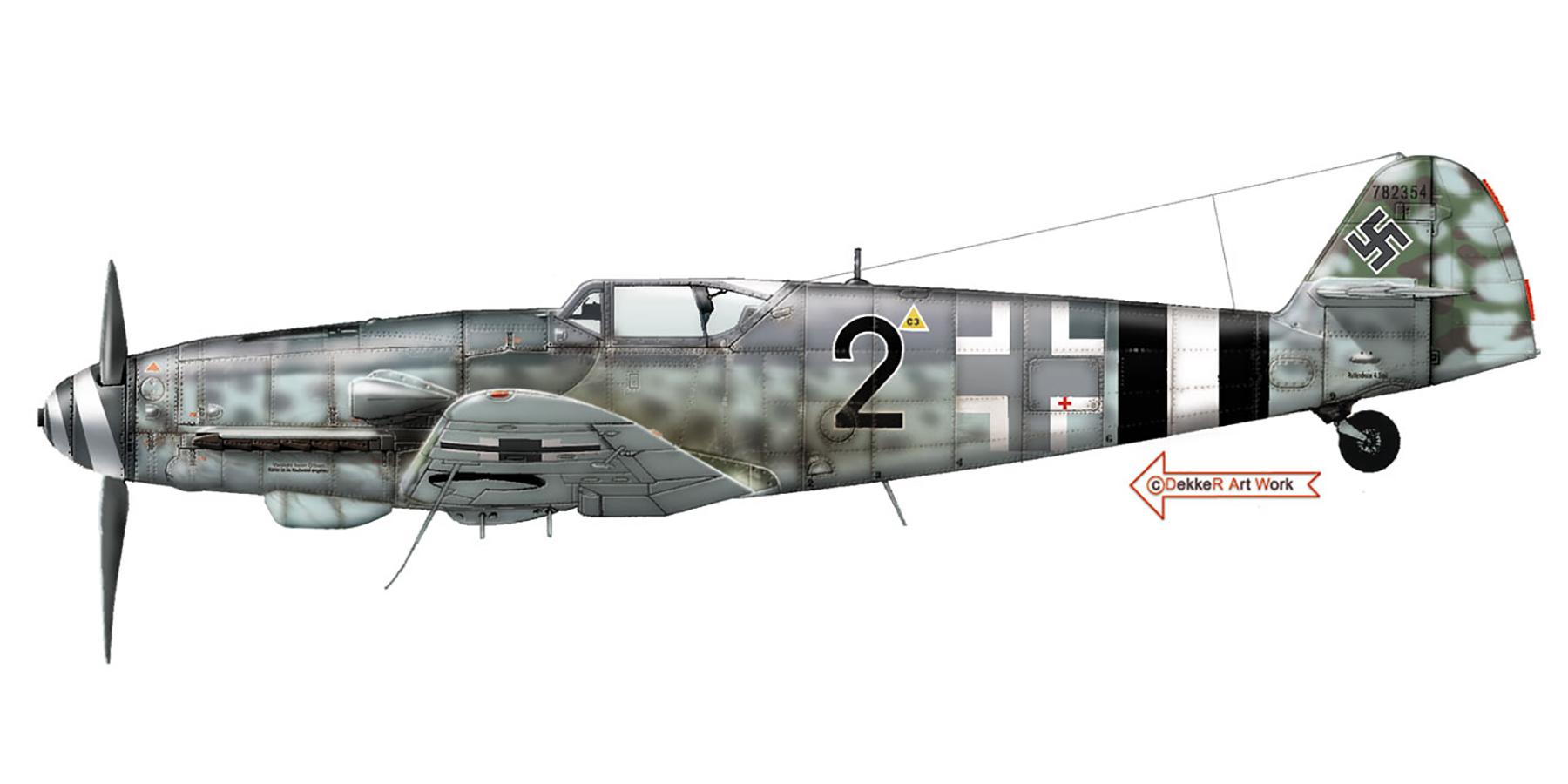 Messerschmitt Bf 109G14AS Erla 14.JG4 Black 2 Ernst Scheufele WNr 782354 sd flak 3rd Dec 1944 0A