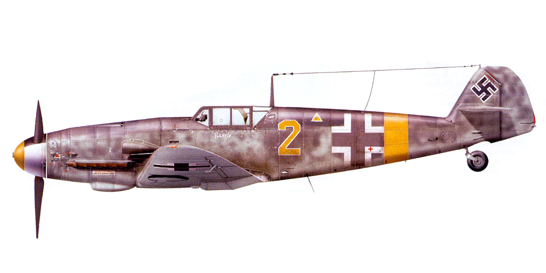 Messerschmitt Bf 109G2 3.JG4 Yellow 2 Kurt Leopold named Peterle Ploesti 1943 0A
