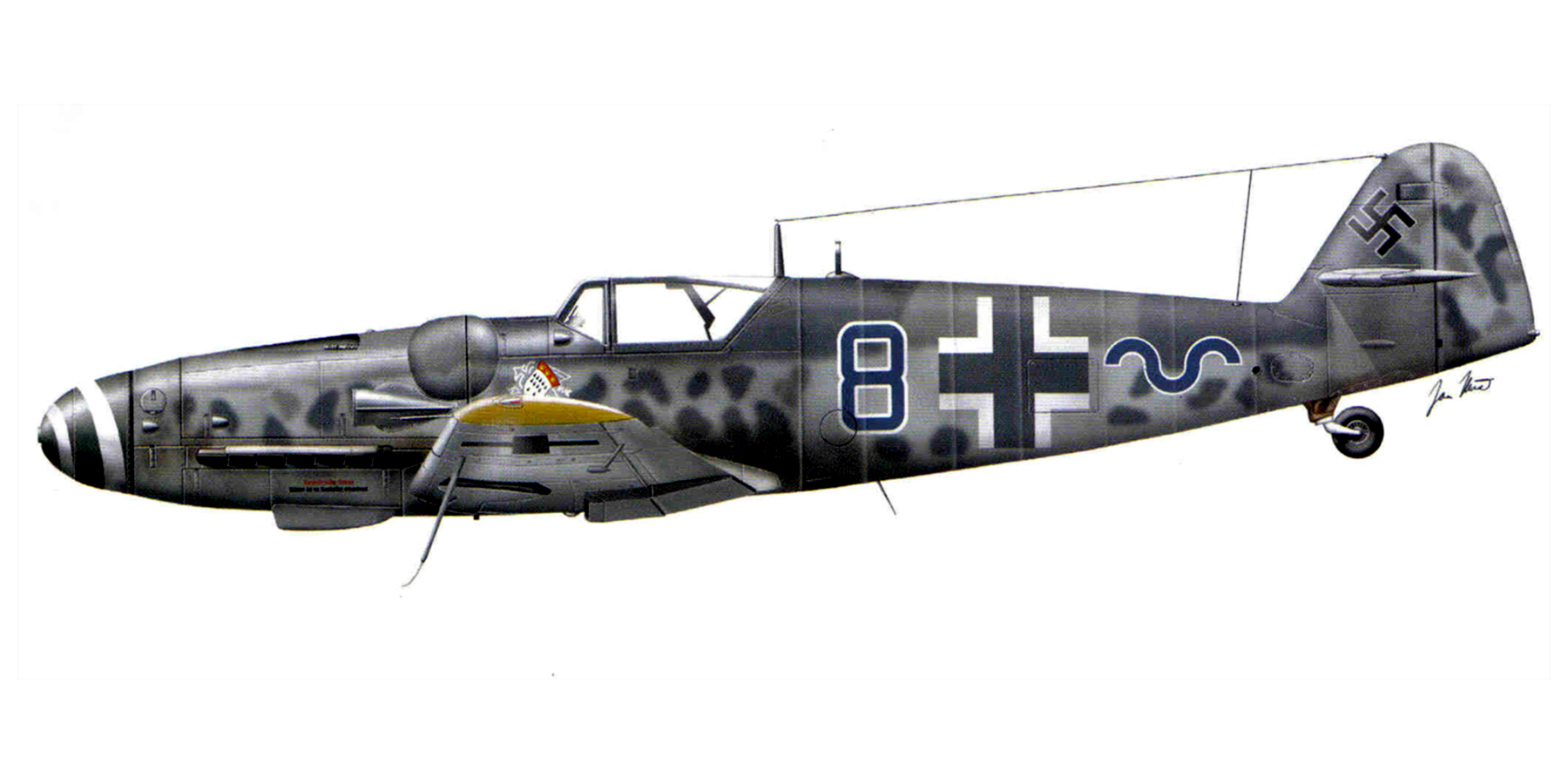 Messerschmitt Bf 109G14 Erla 16.JG5 Blue 8 unknown pilot Stavanger Sola Jan 1945 RLM747576 0A