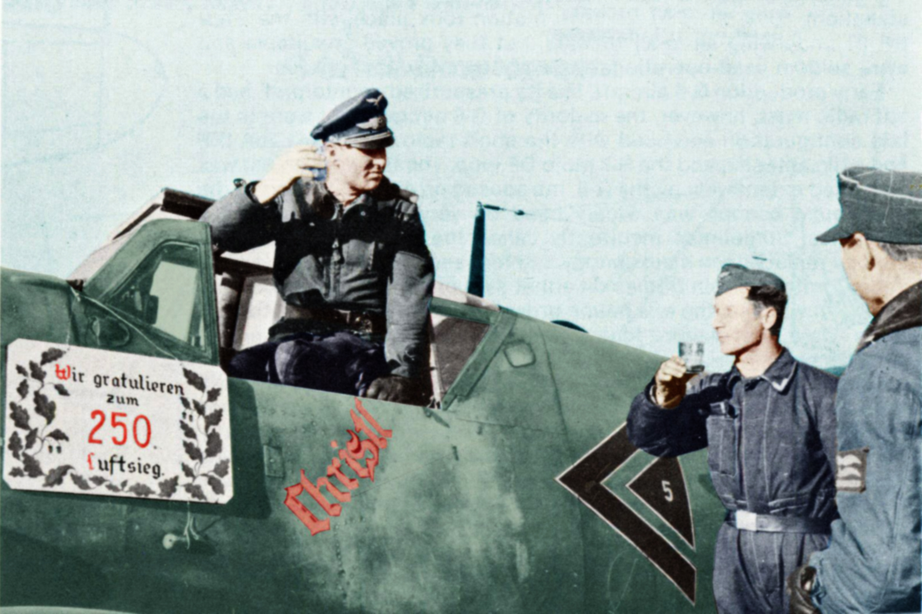 Aircrew Gerhard Barkhorn after his 250 mission awarded the oak leaves Eichenlaub to his Knights cross 11th Jan 1943 01