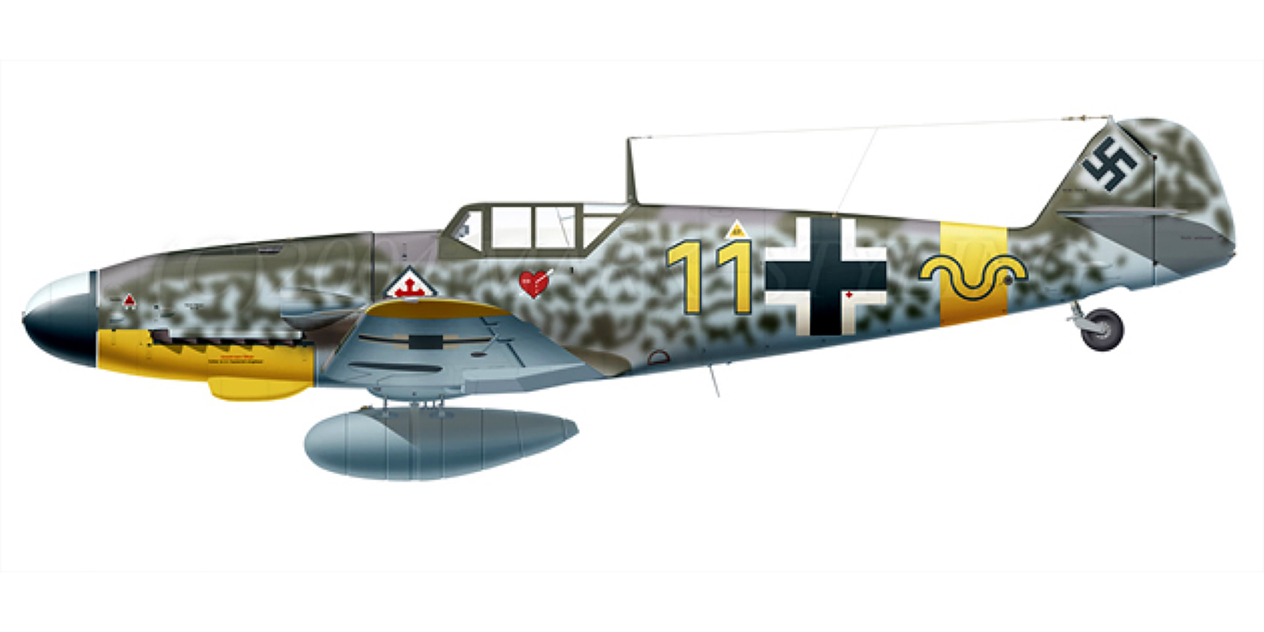 Asisbiz Messerschmitt Bf 109G2 9.JG52 Yellow 11 Hermann Graf