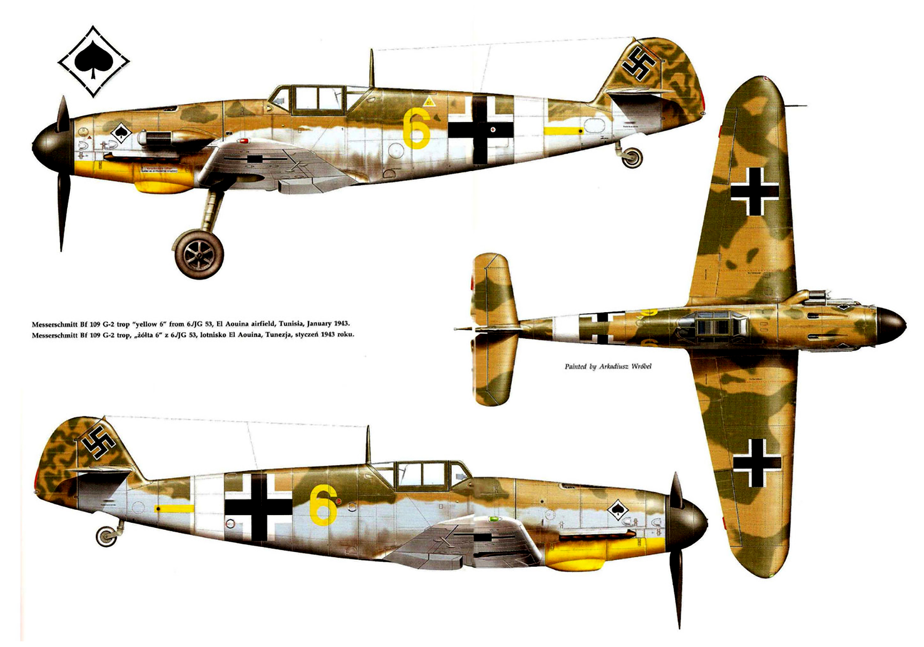 Messerschmitt Bf 109G2Trop 6.JG53 Yellow 6 Sicily 1943 0B