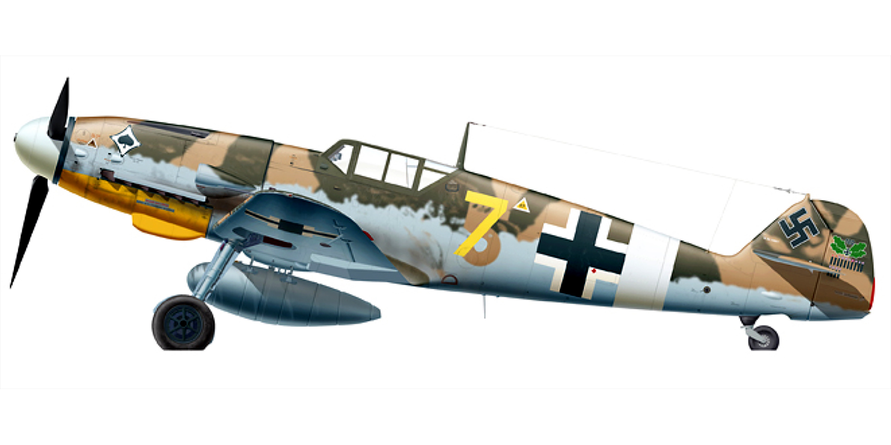 Messerschmitt Bf 109G4R3 3.JG53 Yellow 7 Wolfgang Tonne WNr 10795 Bizerta AF Tunisia 15th Feb 1943 0A