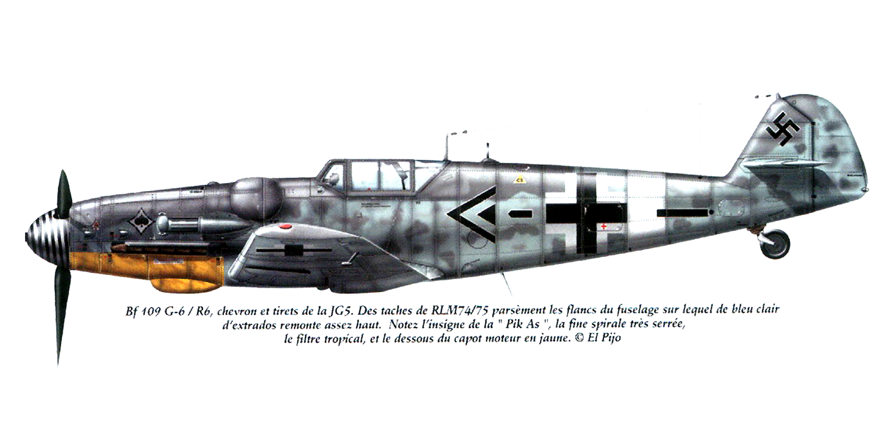 Messerschmitt Bf 109G6Trop Stab II.JG53 mediterranean theater 1943 Replic 155 0A