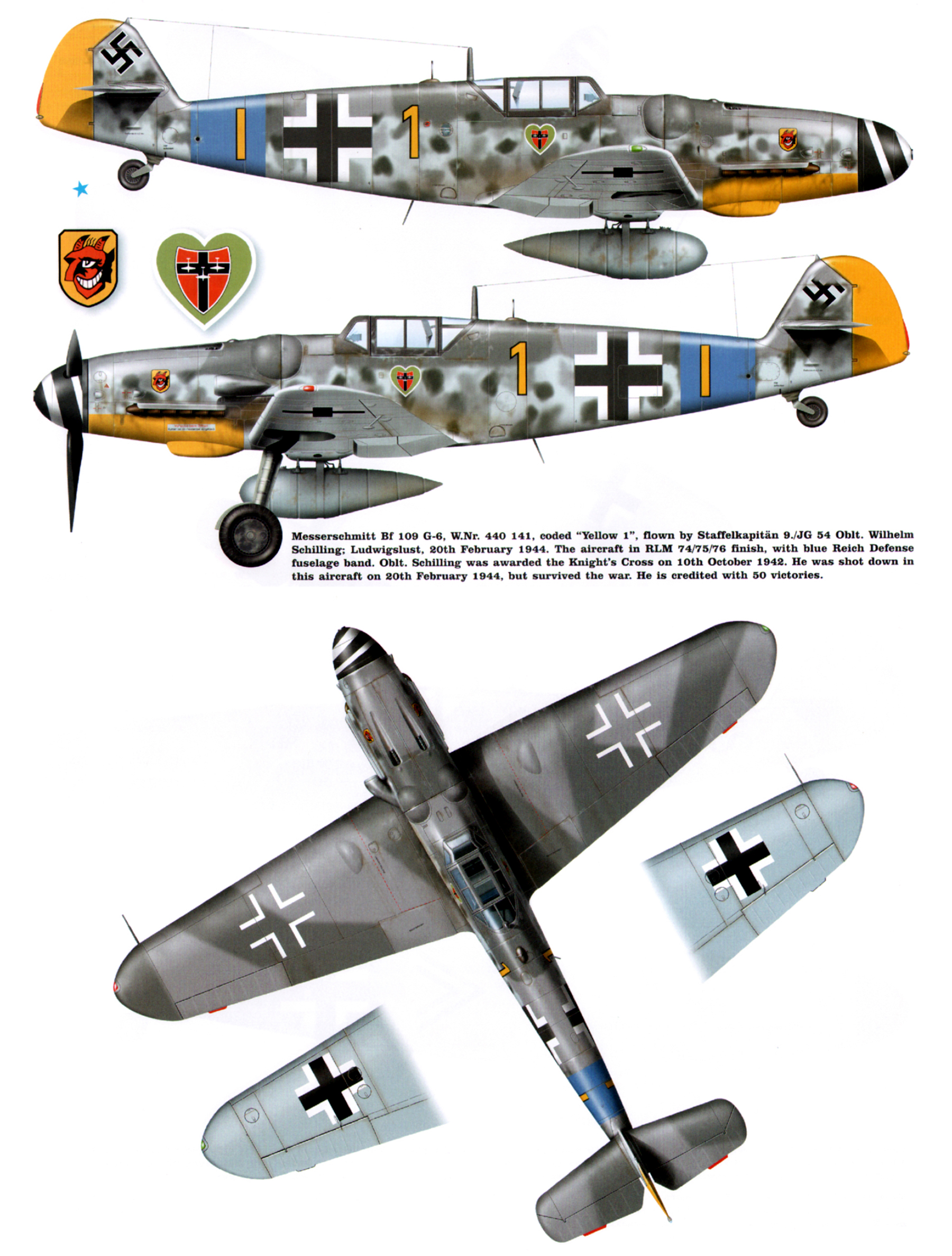 [TAMIYA] Messerschmitt 109 G6 ------finit--------------- - Page 3 Messerschmitt-Bf-109G6R3-9.JG54-Yellow-1-Wilhelm-Schilling-WNr-440141-Ludwigslust-20th-Feb-1944-0A