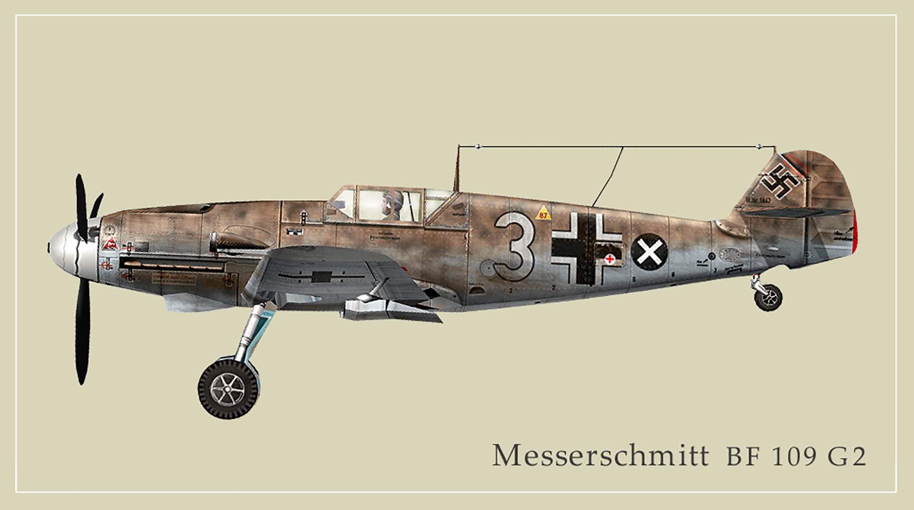 Messerschmitt Bf 109G2R3Trop 1.JG77 White 3 Armin Kolher North Africa 1942 0A