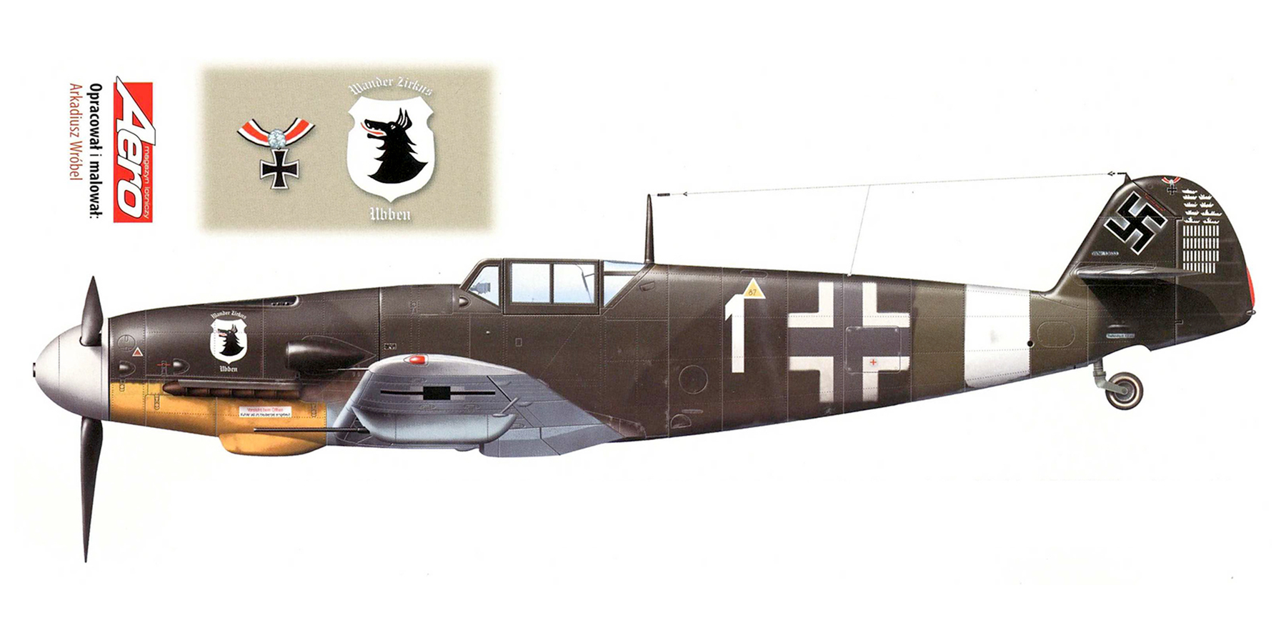 Messerschmitt Bf 109G2R6 7.JG77 White 1 Wolfdieter Huy WNr 13633 transit to North Africa Oct 25 1942 0B