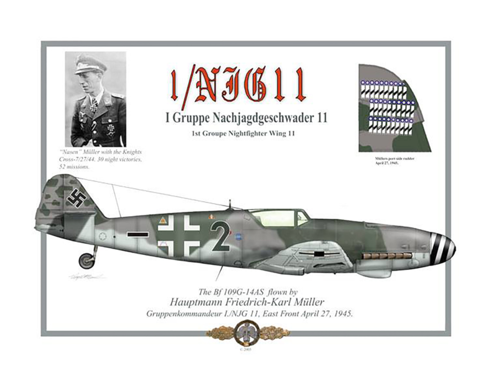 Messerschmitt Bf 109G14 I.NAG11 Friedrich Karl Muller April 1945 0A