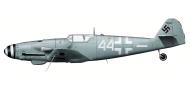 Asisbiz Messerschmitt Bf 109G10 Erla 4.NJG11 White 44 WNr 130342 top cover during attacks on bomber formations 0A