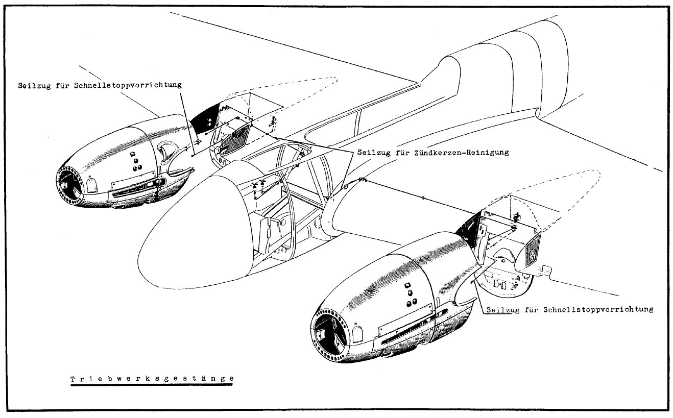 Artwork technical diagram Messerschmitt Bf 110C Zerstorer early C series nacelle 0A
