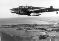 Asisbiz Messerschmitt Bf 110E Zerstorer 7.NJG3 D5+IR with Haifischmaul over Norway IWM HU 108215