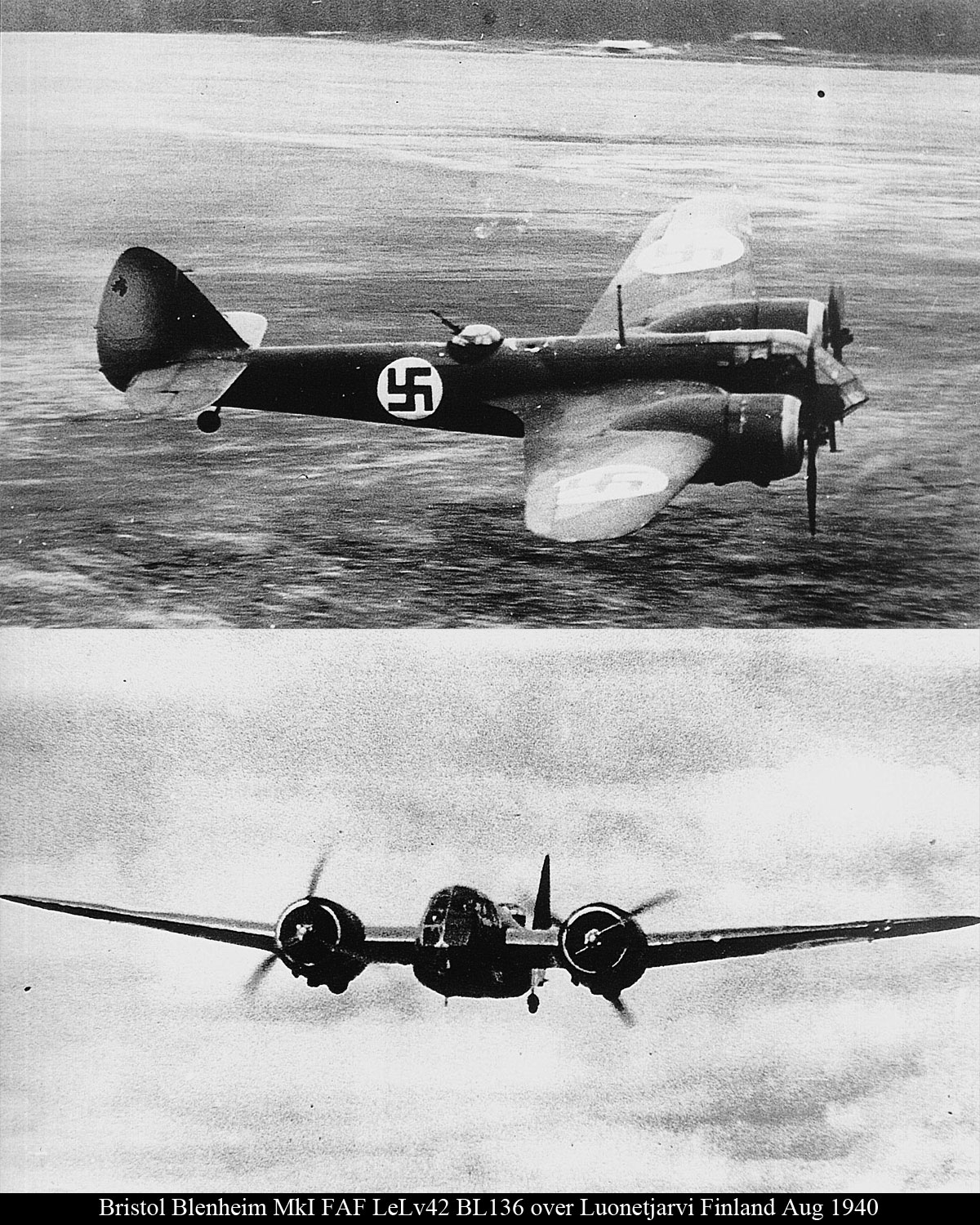 Bristol Blenheim I FAF LeLv42 BL136 over Luonetjarvi Finland Aug 1940 01