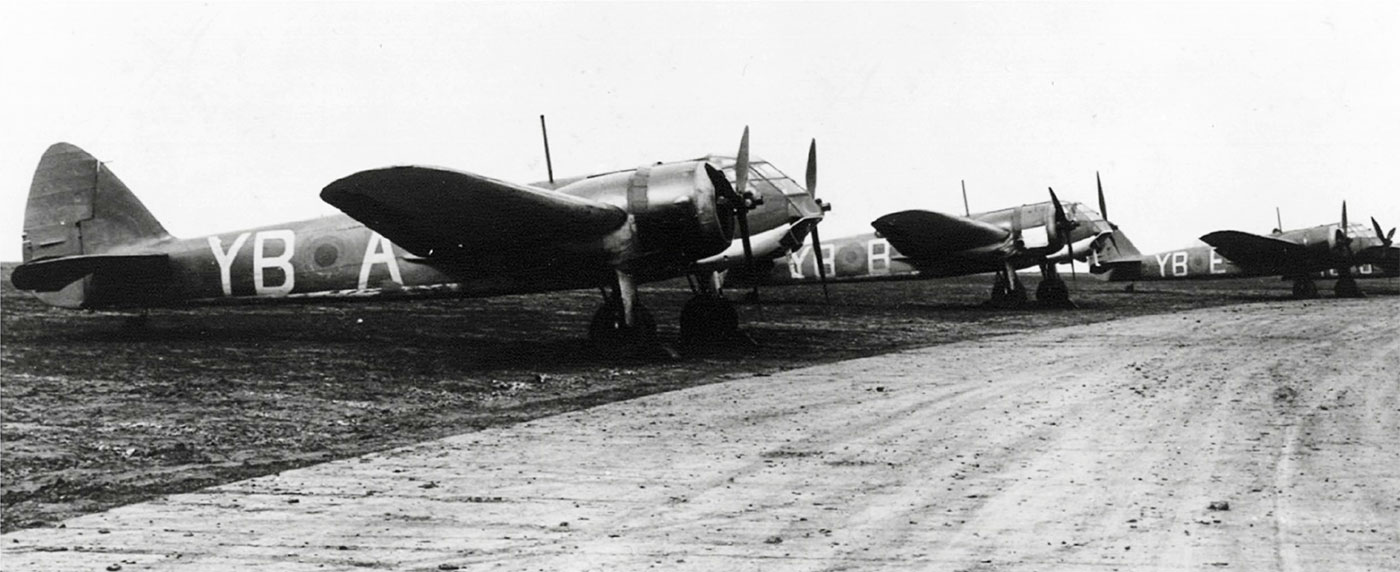 Bristol Blenheim I RAF 29Sqn YBA YBB YBE and YBD Debden England 1939 01