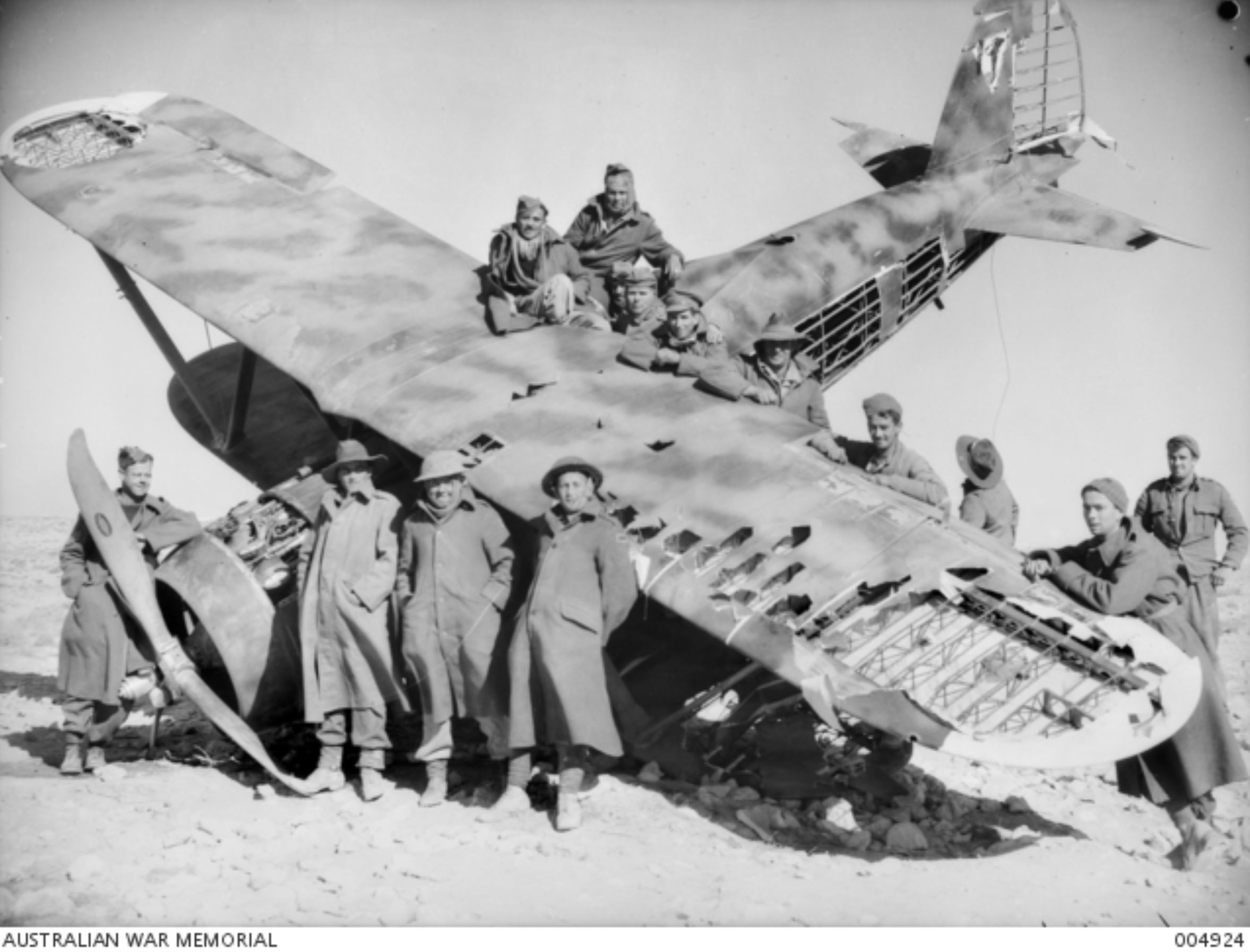 Fiat CR 42 Falco Italian wrecks found near Bardia 27th Dec 1940 AWM 004924