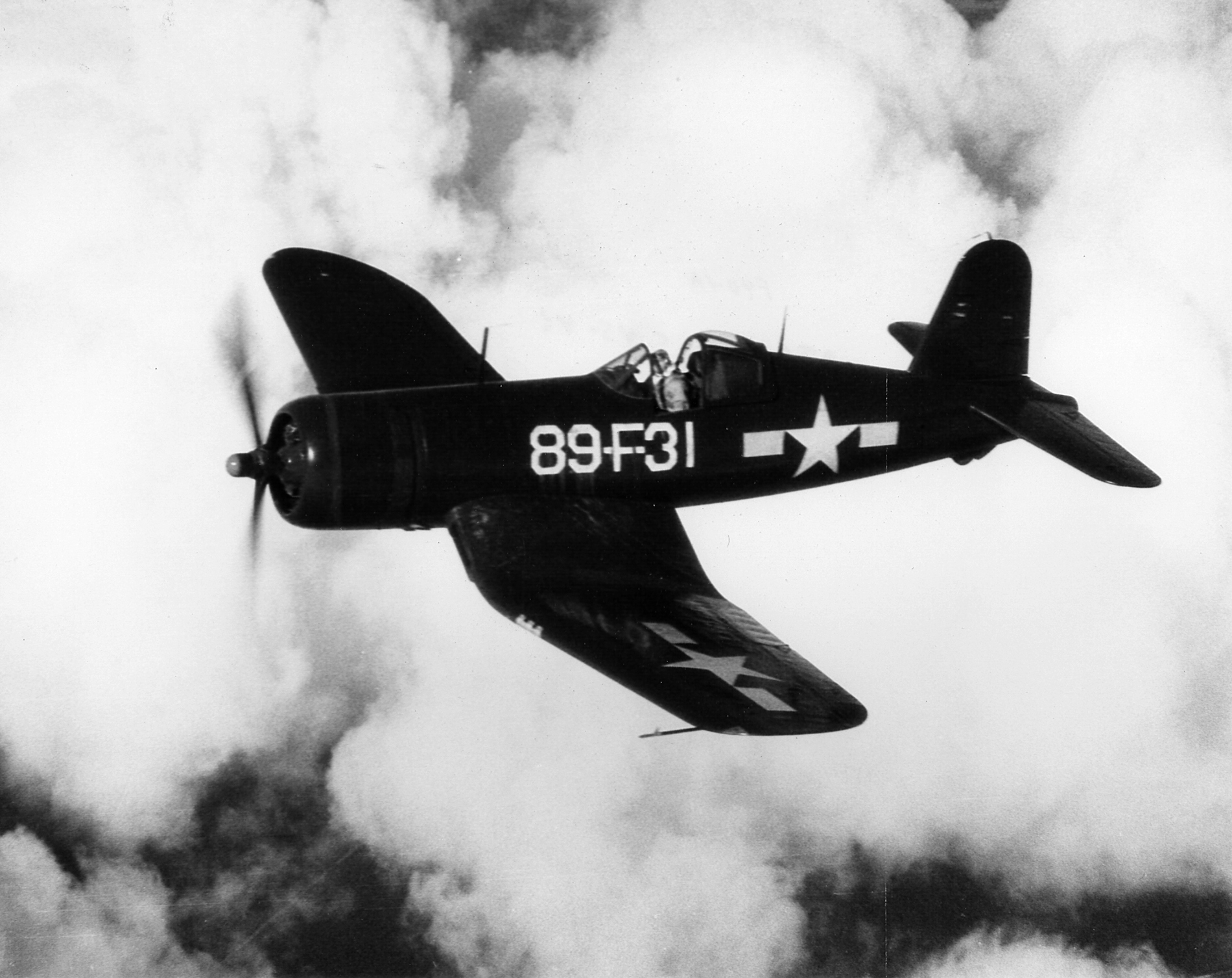 Vought F4U-1A Corsair VBF 89 White 89F31 in flight near Atlantic City NJ 01