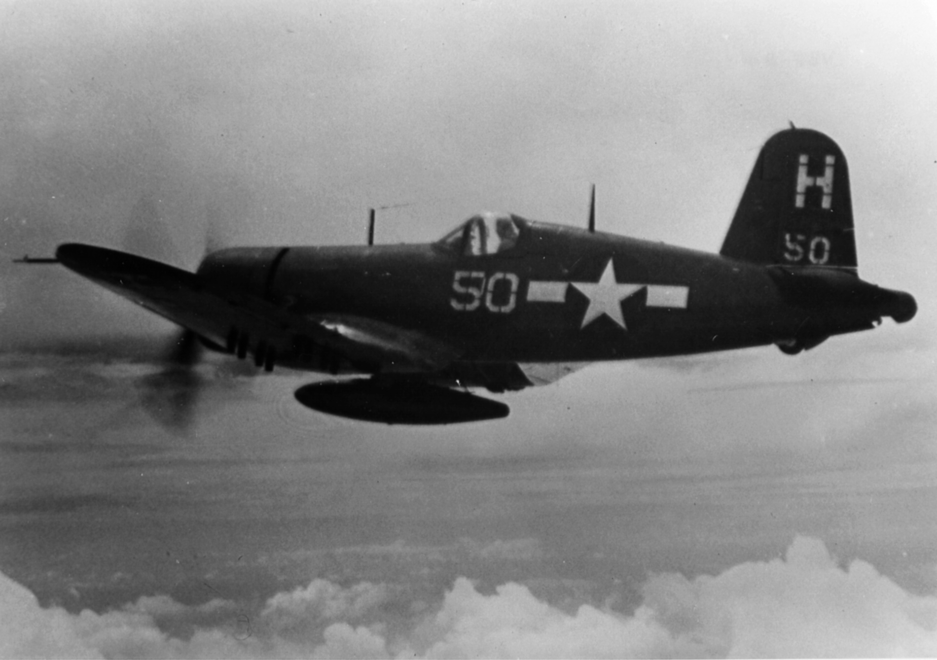 Vought F4U-1A Corsair VBF 94 White H50 on patrol from CV-16 USS Lexington 01