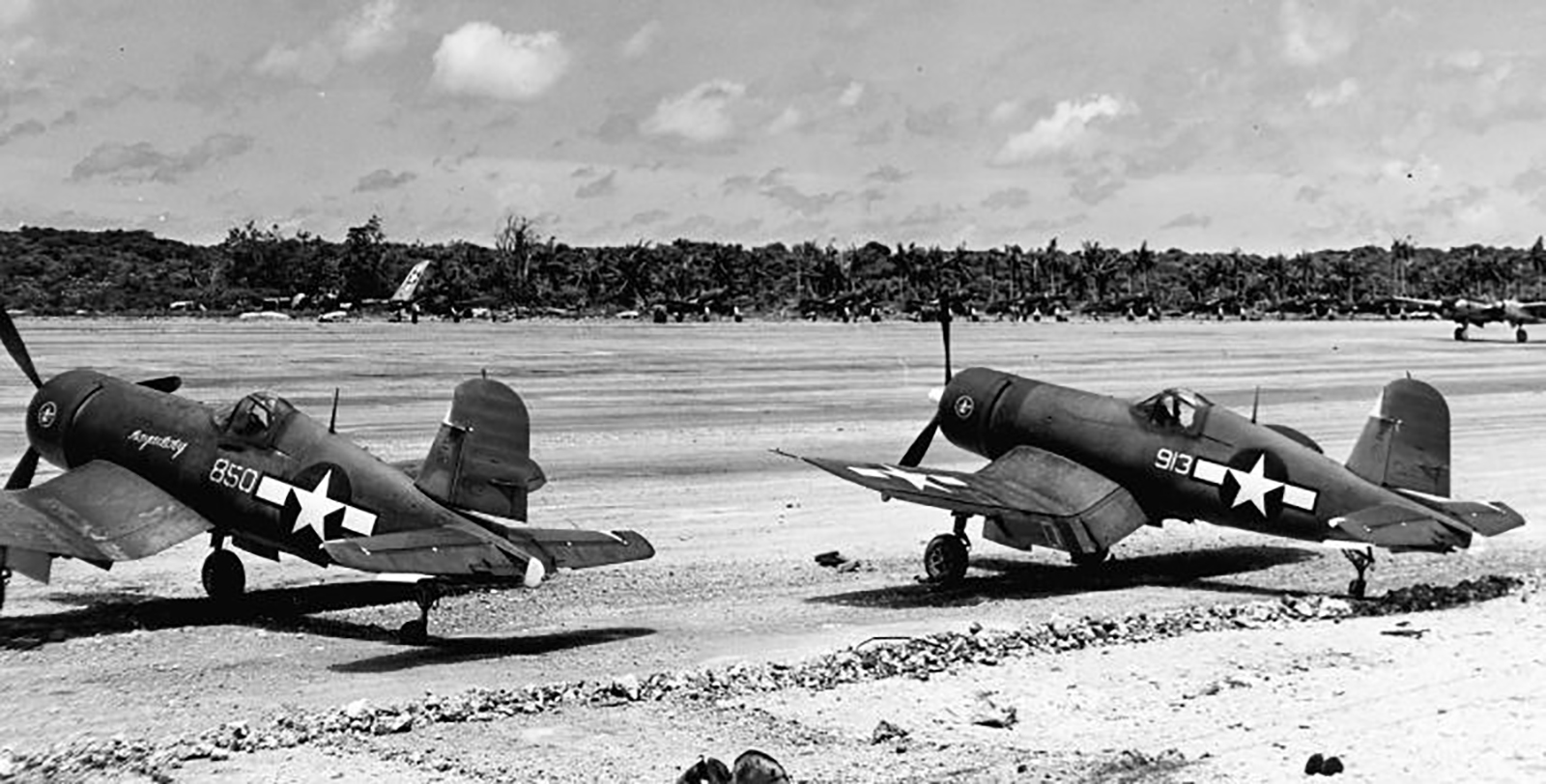 Vought F4U-1A Corsair VMF-217 White 850 and 913 at Guam 8th Aug 1944 01