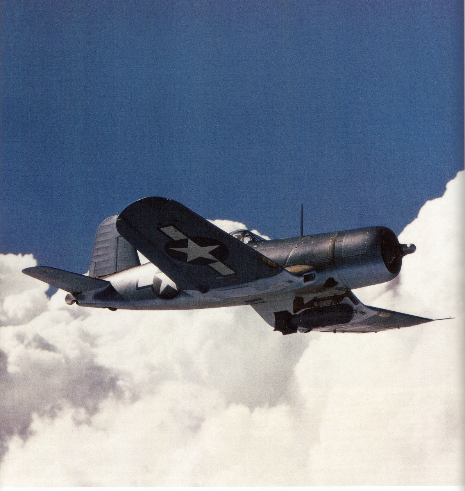 Vought F4U-1D Corsair aerial photo of a Corsair carring a 1000 pound bomb 01