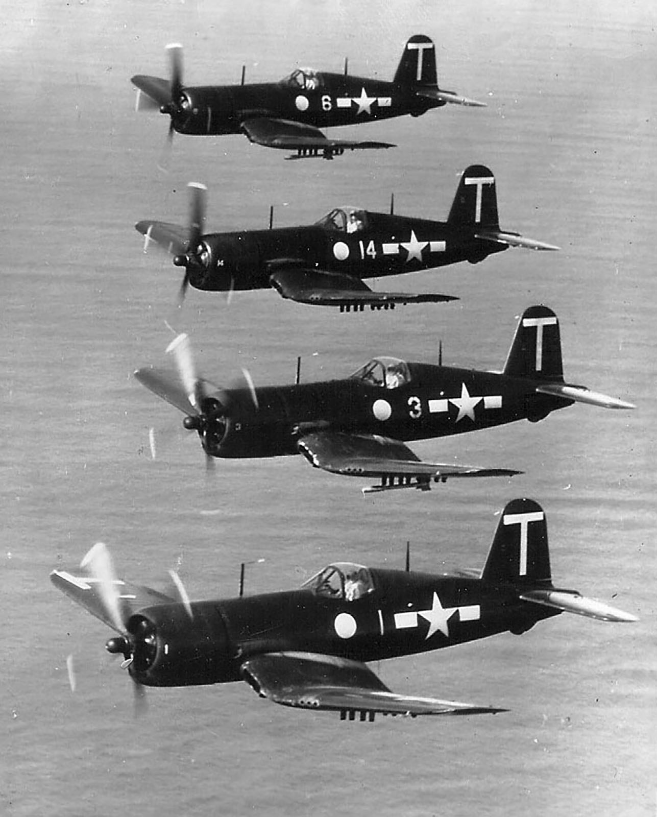 Asisbiz Vought F4U 4 Corsair CAG 1 White T1T3T14 and T6 over CV 40 USS ...