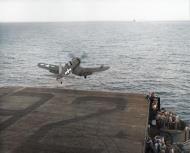 Asisbiz Vought F4U 2 Corsair VMF(N) 532 taking off from USS Windham Bay (CVE 92) near Saipan 12th July 1944 80 G 262658