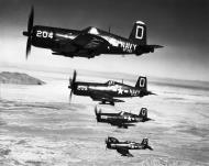 Asisbiz Vought F4U 4 Corsair VF 783 White D204 BuNo 81624 D205 D202 and D211 in formation 3rd Nov 1950 01