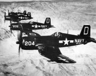 Asisbiz Vought F4U 4 Corsair VF 783 White D204 BuNo 81624 D205 D202 and D211 in formation 3rd Nov 1950 02